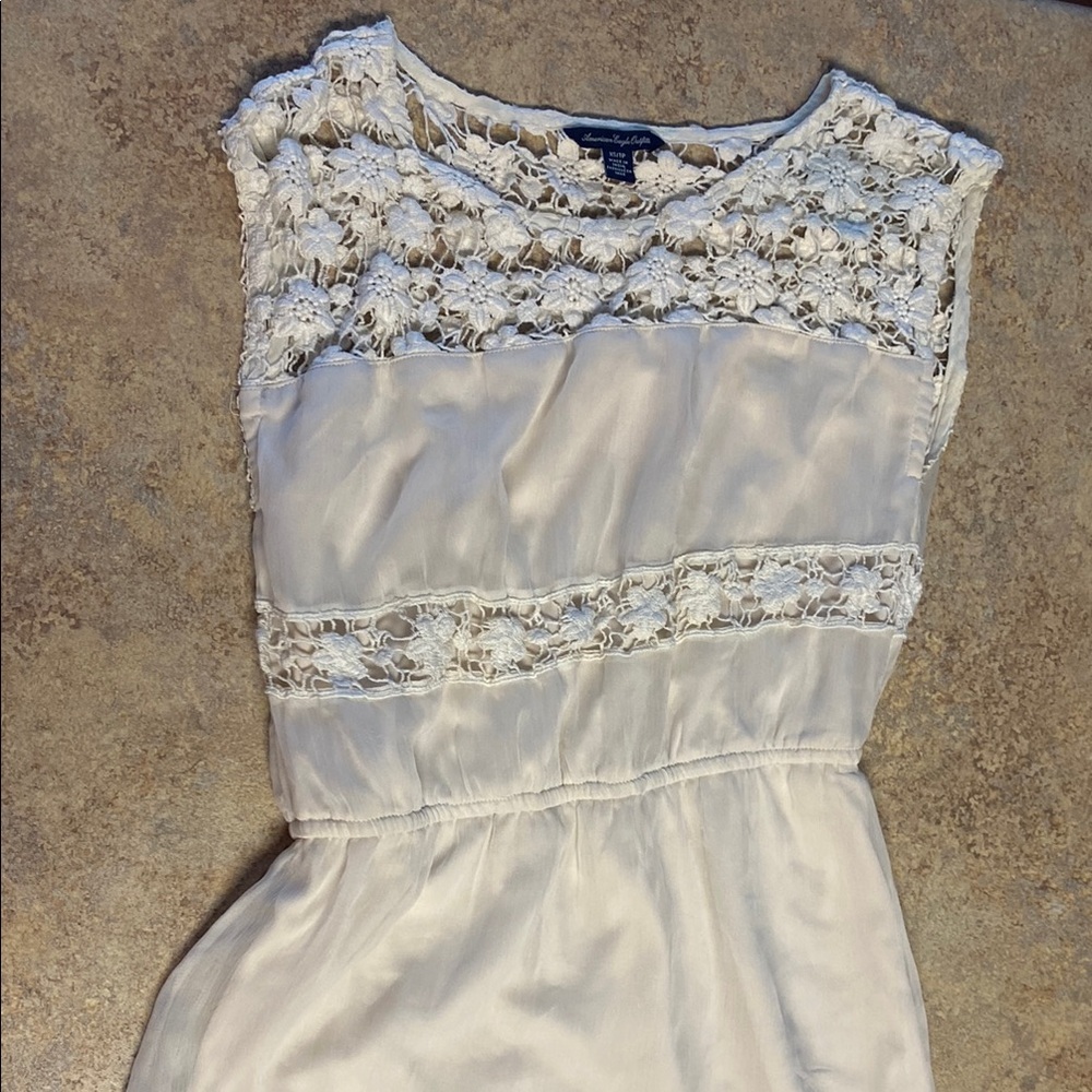 American Eagle Outfitters Cream Sheath Dress Sleeveless Crew Neck Wedding